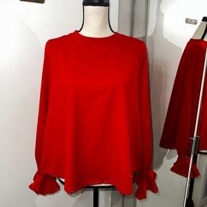 Tuckernuck long sleeve red blouse